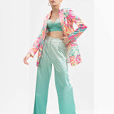 Blurred Printed Satin Pant Set
