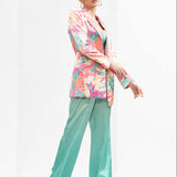 Blurred Printed Satin Pant Set