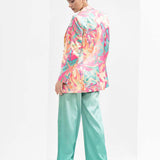 Blurred Printed Satin Pant Set