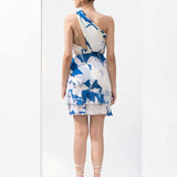 Mystic Blue One Shoulder Short Dress