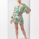 Mint & Pink abstract printed top & skirt set