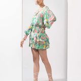 Mint & Pink abstract printed top & skirt set
