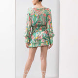 Mint & Pink abstract printed top & skirt set