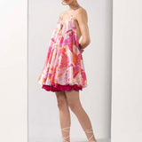 Pink Abstract Printed Short Dress
