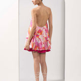 Pink Abstract Printed Short Dress