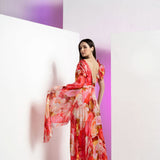 Ultra Peony Corsage Pleated Maxi Dress