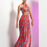 Multi Printed Mesh Maxi Dress