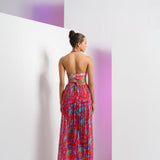 Multi Printed Mesh Maxi Dress