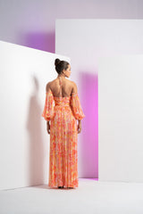 Red pancy daisy maxi dress