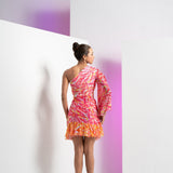 Pink Twisted Leaf Mini Dress