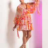 Red Fancy Fusion Tiered Mini Dress