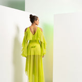 Lime Green Solid Asymmetric Dress