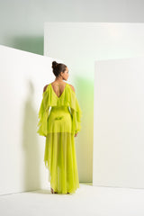 Lime green solid asymmetric dress