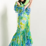 Floral Camo Fluorescent Maxi Dress