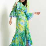 Floral Camo Fluorescent Maxi Dress