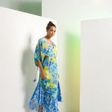 Matched Floral Camo Asymmetric Maxi Dress