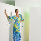 Matched Floral Camo Asymmetric Maxi Dress