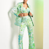 Green Raw Crystal Pant Suit Set