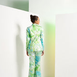 Green Raw Crystal Pant Suit Set