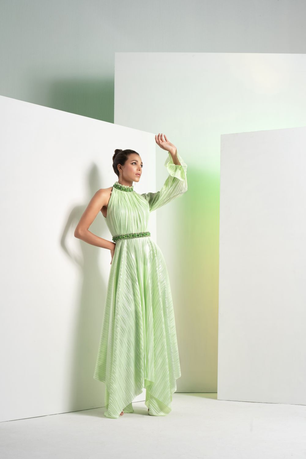 Mint Green Embroidered Maxi Dress