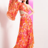 Pink Twisted Femme Asymmetric Full Length Dress