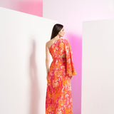 Pink Twisted Femme Asymmetric Full Length Dress