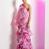 Faded Floral Off Shoulder Maxi Dress
