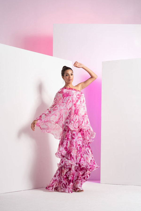 Faded Floral Off-shoulder Maxi Dress