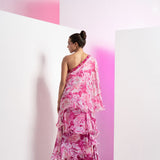 Faded Floral Off Shoulder Maxi Dress