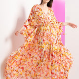 Yellow Geometric Kaftan Maxi Dress