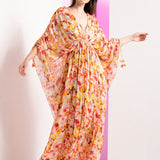 Yellow Geometric Kaftan Maxi Dress