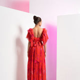 Poppy Red Pleated Maxi Dress