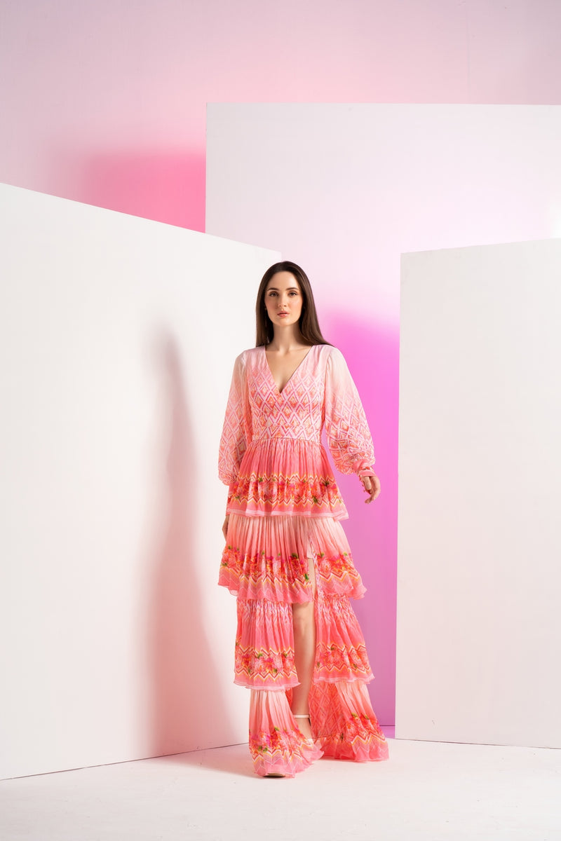 Peach bud and bloom maxi dress