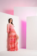 Peach bud and bloom maxi dress