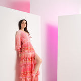 Peach Bud and Bloom Maxi Dress