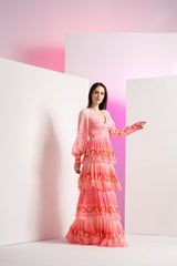 Peach bud and bloom maxi dress