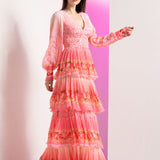 Peach Bud and Bloom Maxi Dress