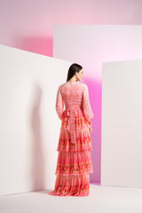 Peach bud and bloom maxi dress