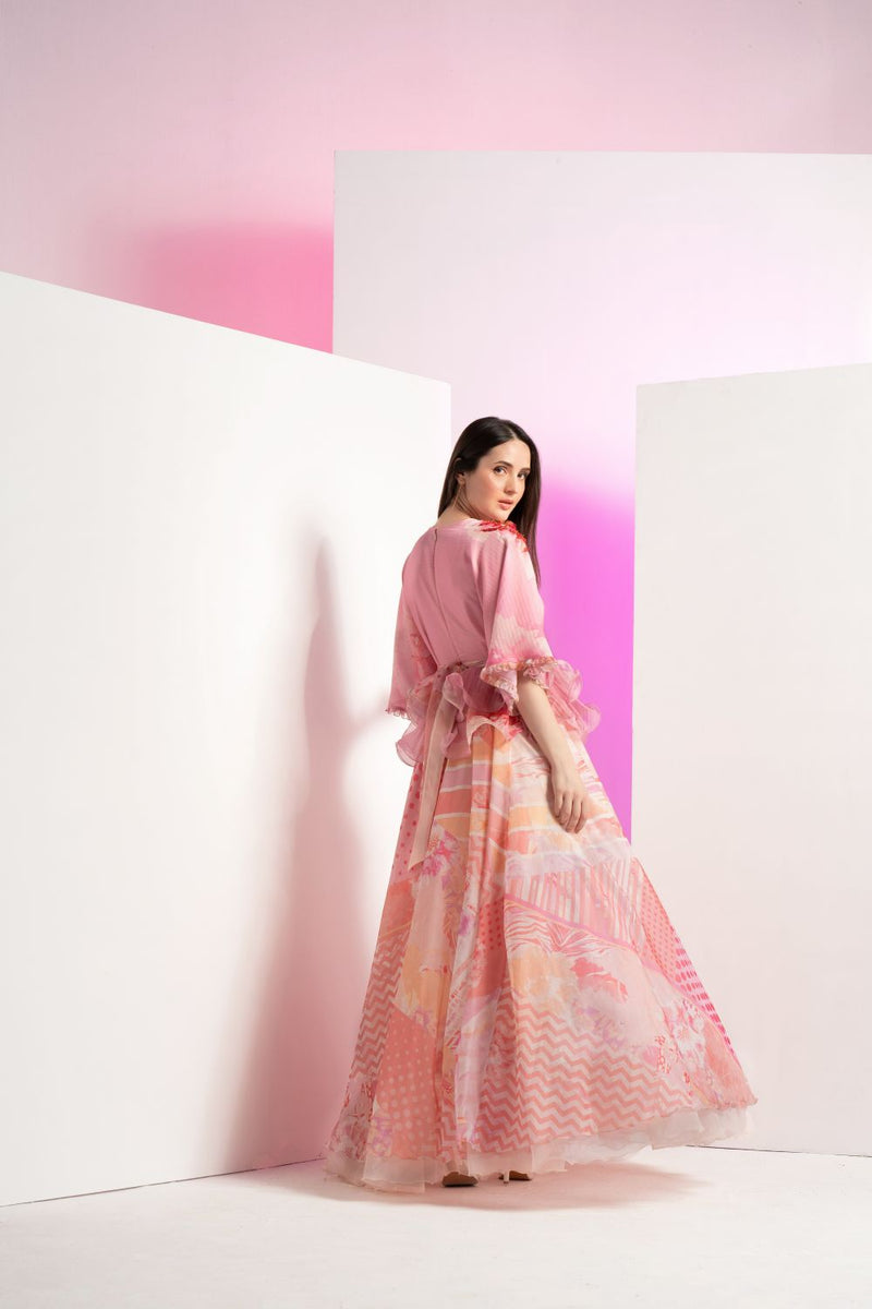 Patchy Flora Embroidered Peplum Maxi Dress