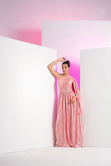 Flamingo Pink One Side Shoulder Maxi Dress