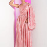 Flamingo Pink One Side Shoulder Maxi Dress