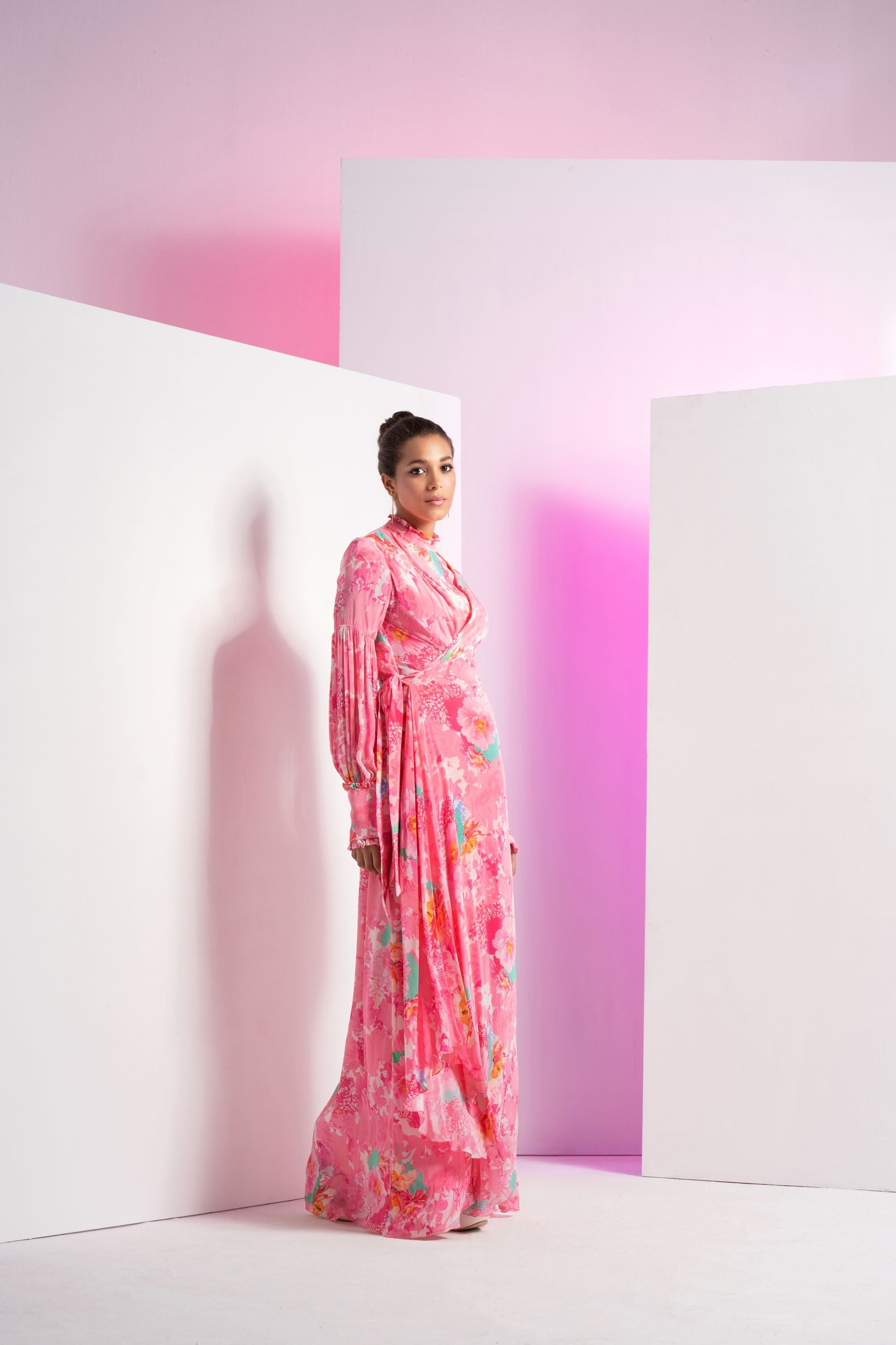 Lush Pink Wrap Maxi Dress