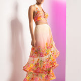 Ivory Dainty Floret Asymmetric Maxi Dress