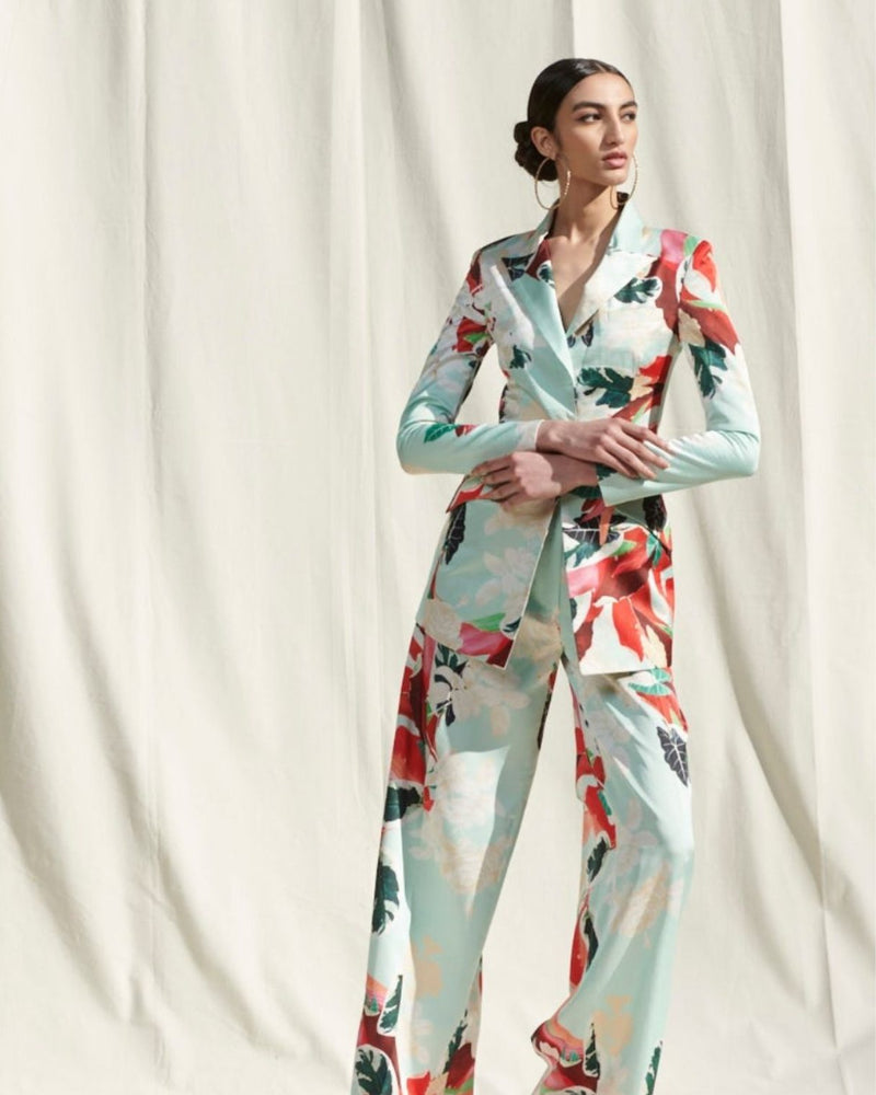 Satin Printed Pant Suit