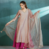 Rosy Chanderi Kurta Sharara Set
