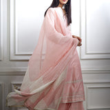 Peach Pink Aari Zari Straight Kurta Set