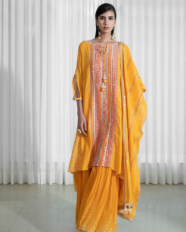 Flared Panelled Kurta and Sharara Set