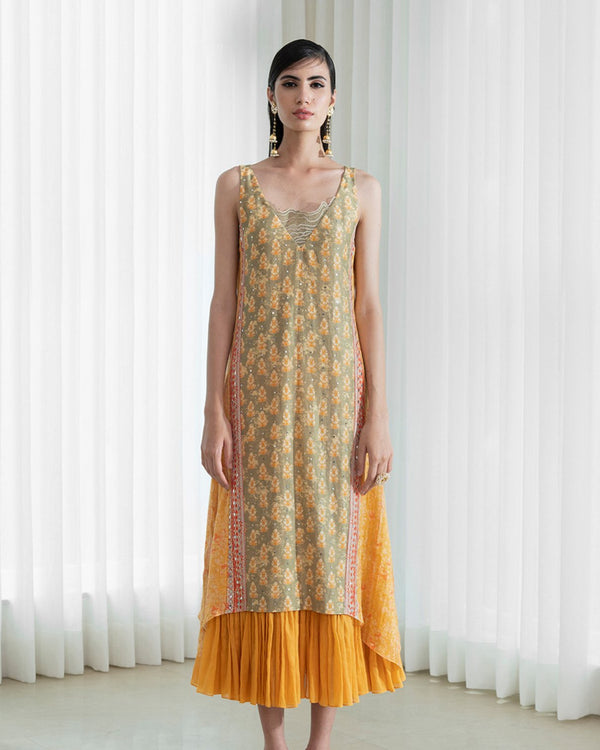 Calf Length Panelled Dress