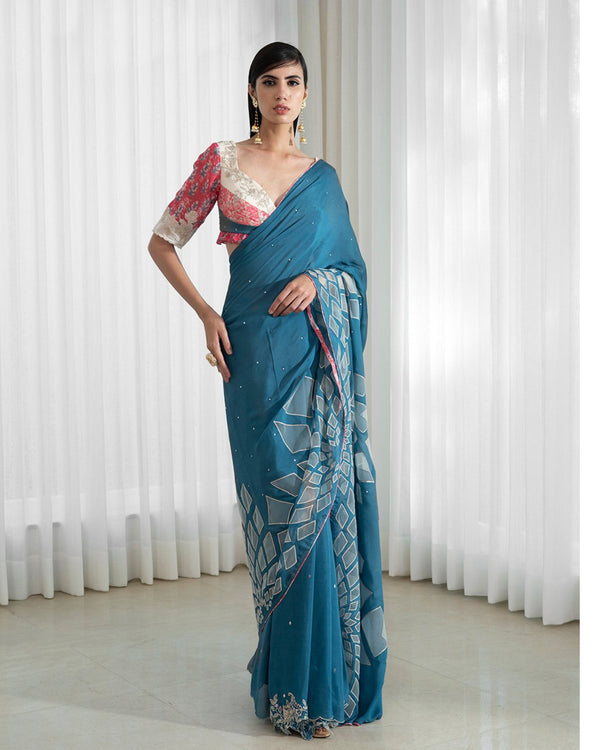 Cutwork Saree Paired Blouse