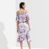 Iris Printed Off Shoulder Dress
